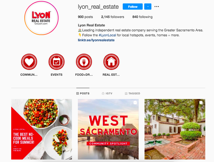 Lyon Real Estate Instagram Profile with properties for sale in the greater sarcamento area usa